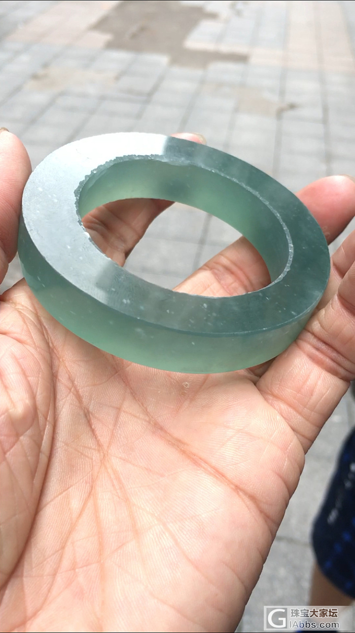 秀一个蓝水雪花棉._半成品翡翠