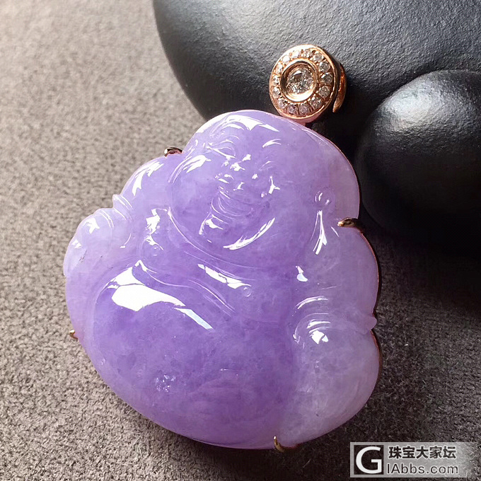 浓紫紫罗兰佛公，厚装，大气，紫气东来，裸石：34.2-31-8.5mm，_吊坠翡翠
