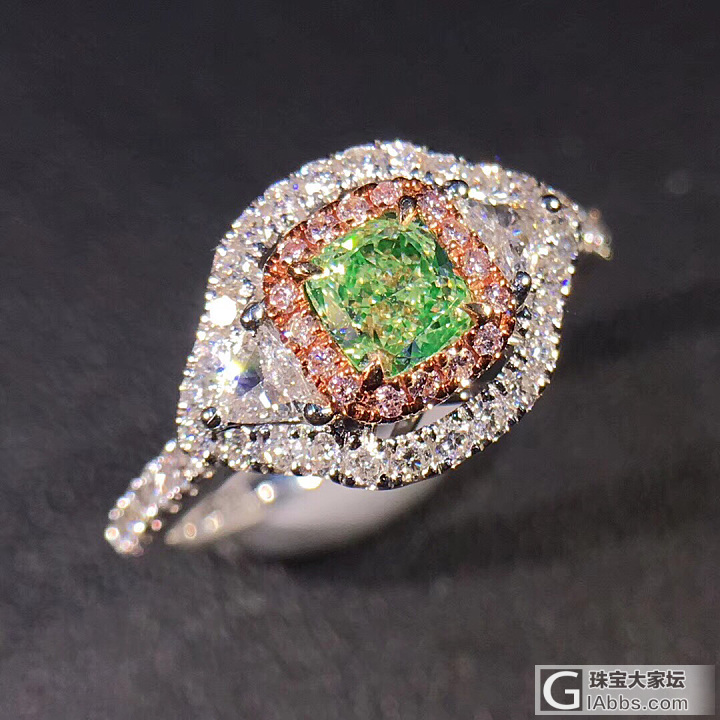 彩钻新款女戒💍绿钻豪华镶嵌_异形钻戒指彩钻千寻珠宝