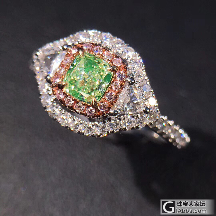 彩钻新款女戒💍绿钻豪华镶嵌_异形钻戒指彩钻千寻珠宝