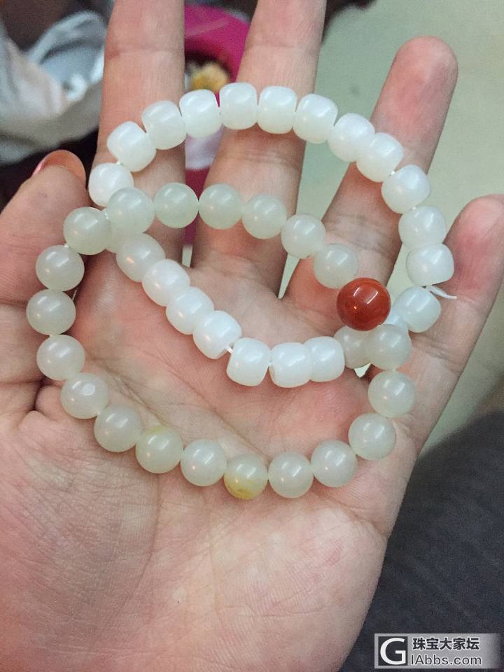 籽料小圆珠手串，圆滚滚的，真是太可心了。_和田玉