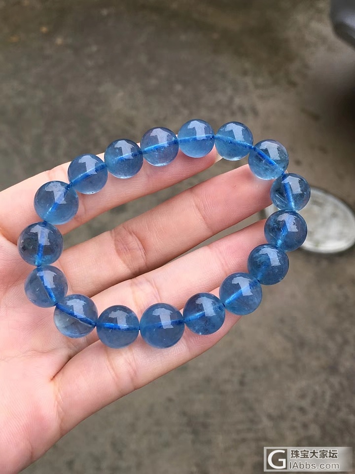 11mm冰透体天然深海魔鬼蓝海蓝宝_珠串海蓝宝