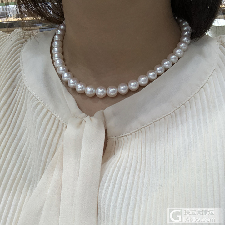 超强光，天然淡水珠链 9-10/10-11mm_项链淡水珍珠