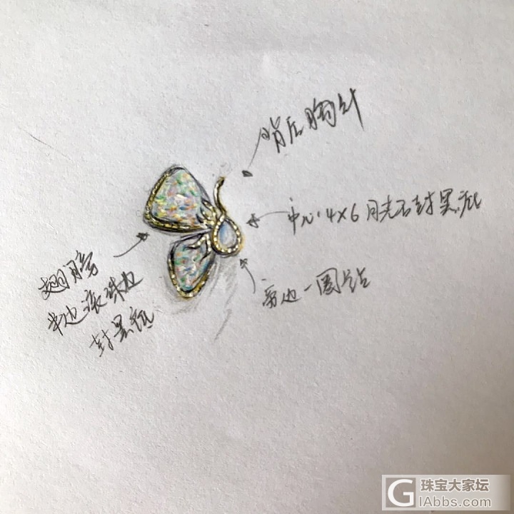 秀一秀新败的欧泊小蝴蝶_设计镶嵌欧泊