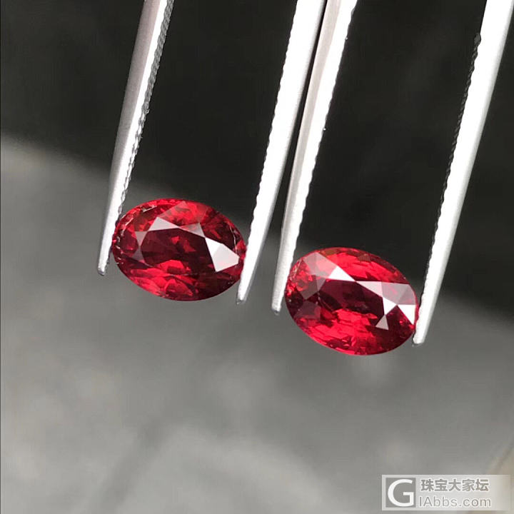 2.08ct/2.1ct 无烧鸽血红配对 实物正红不发黑 很匹配_红宝石