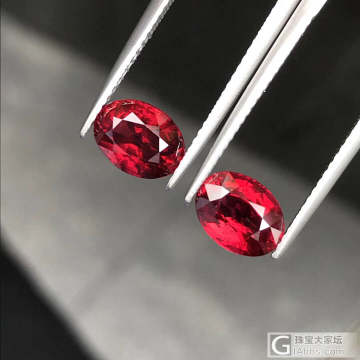 2.08ct/2.1ct 无烧鸽血红配对 实物正红不发黑 很匹配_红宝石