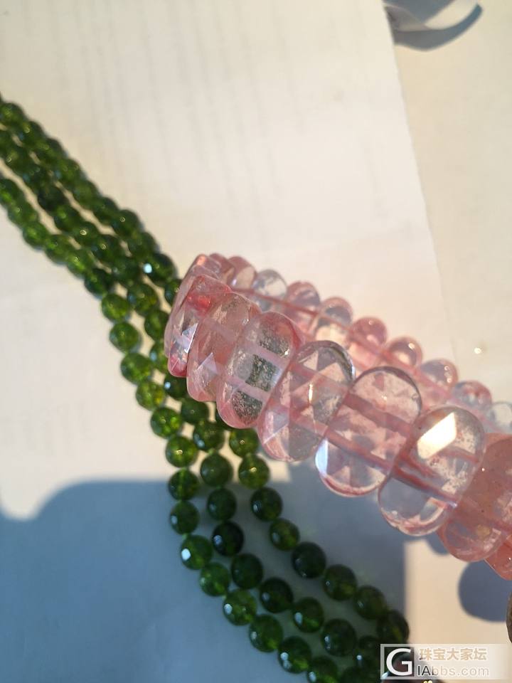 橄榄石链和玫红水晶手排，纯石_水晶手排珠串橄榄石