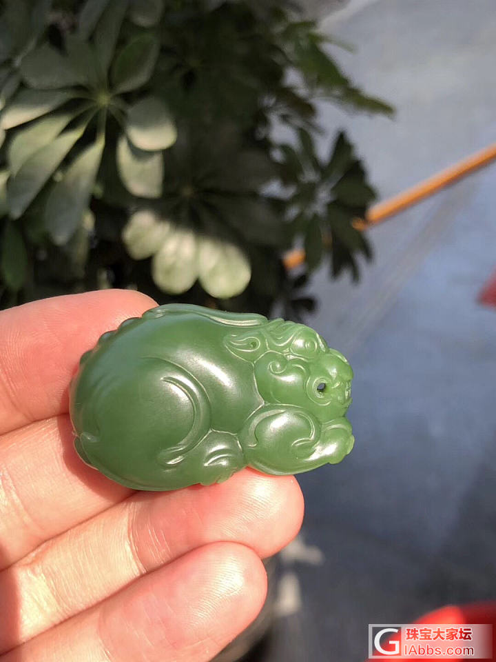 和田玉碧玉貔貅，顶端货，颜色属于碧玉的阳绿，密度又细，精工细作，2.5/4.5/..._挂件和田玉