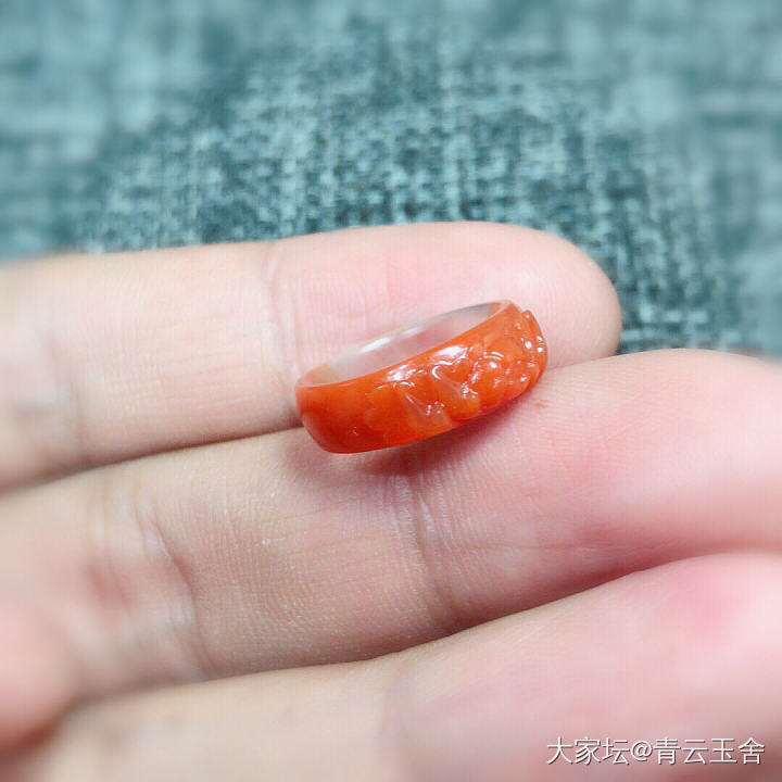 醉玲珑，苏工南红牡丹花戒_戒指南红