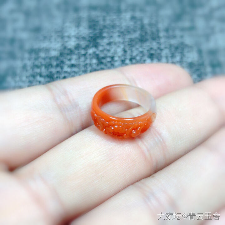 醉玲珑，苏工南红牡丹花戒_戒指南红
