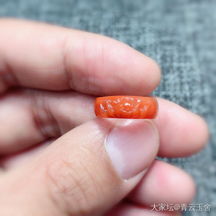 醉玲珑，苏工南红牡丹花戒_戒指南红