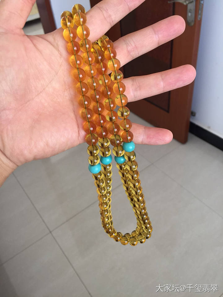 在缅甸买的一串琥珀_珠串琥珀