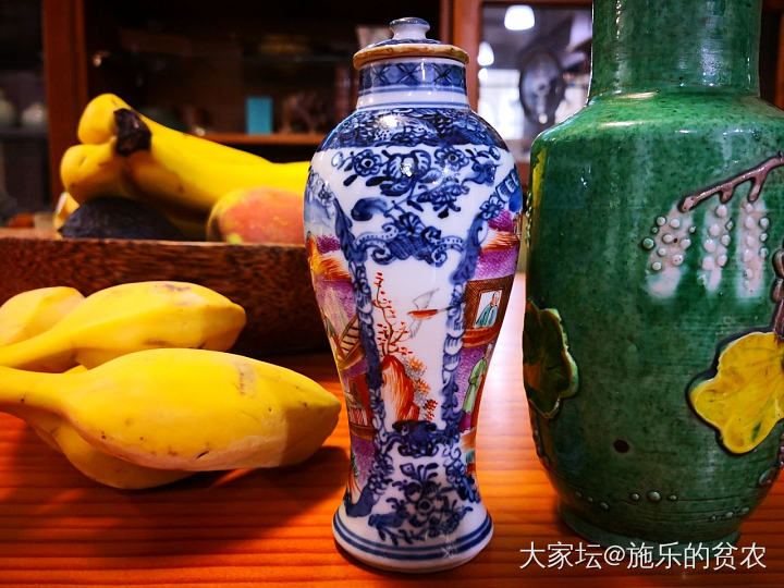 青花广彩《码头》，清中期_陶瓷