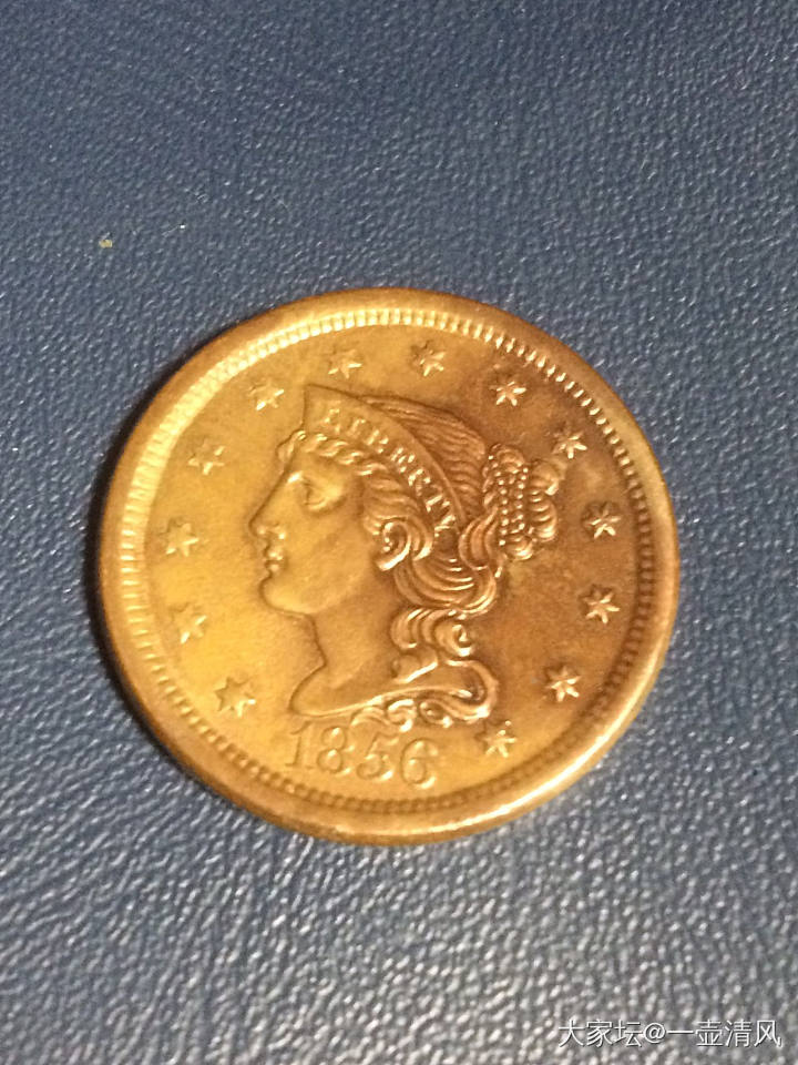 新收的一枚1856年的一美分铜圆。品相完美，包浆漂亮。_铜元外国货币