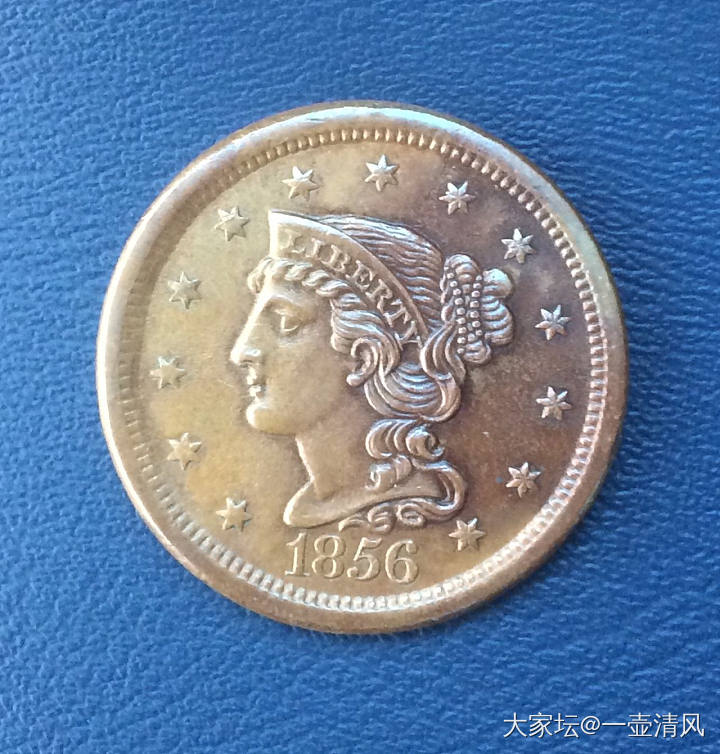 新收的一枚1856年的一美分铜圆。品相完美，包浆漂亮。_铜元外国货币