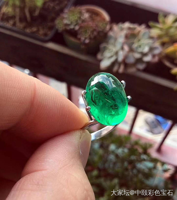 ##中颐天然赞比亚素面切割祖母绿##  9.17ct_蛋面祖母绿