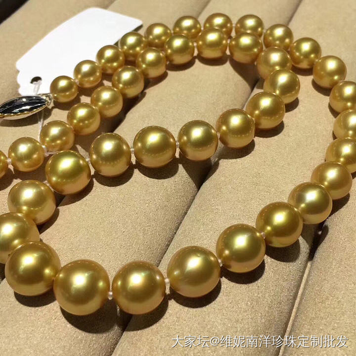 天然色浓金珠项链  7-11mm  近正圆   极细微微瑕    表皮很干净_海水珍珠