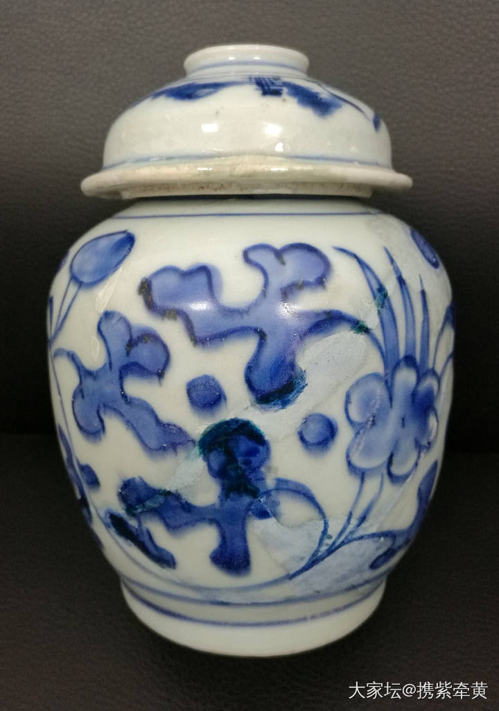 修补个老青花罐子_陶瓷