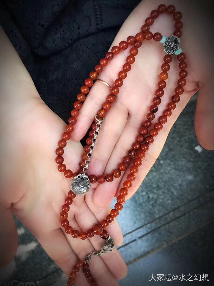 绝版清代老蜜蜡项链，保真保老，搭配民国老银蝙蝠花片，老银铃铛，可拆卸老银兽面背云_项链蜜蜡
