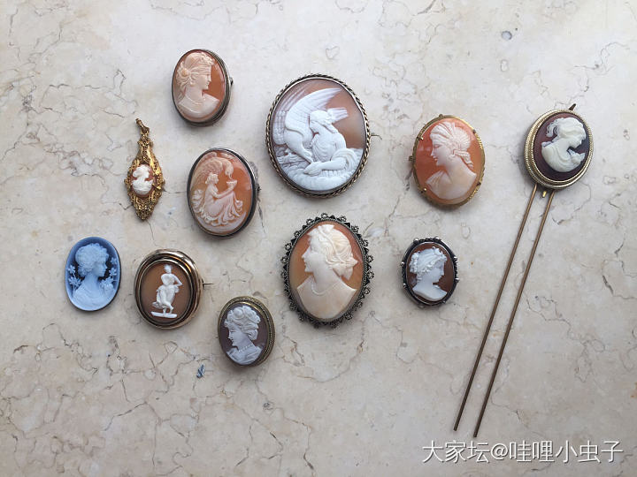 轰炸一波贝雕cameo_古董首饰贝壳
