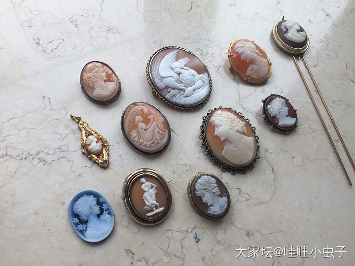 轰炸一波贝雕cameo_古董首饰贝壳