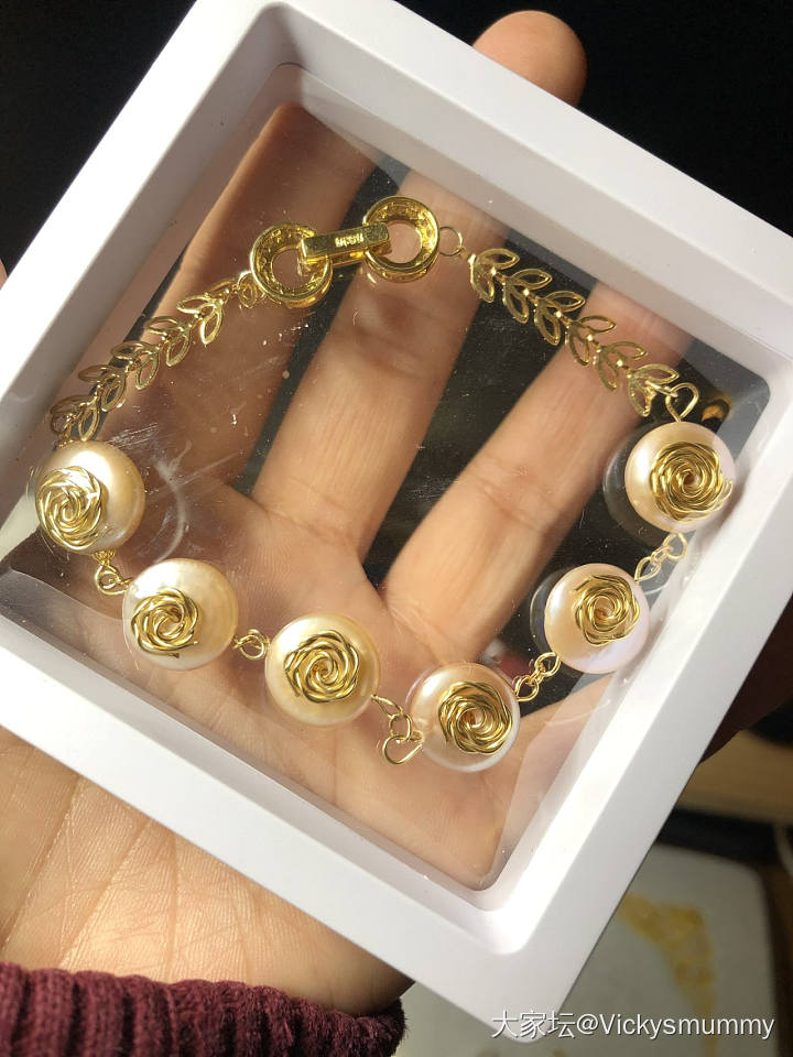 异形珍珠diy22:纽扣-玫瑰花绕线，项链和手链。_有机宝石