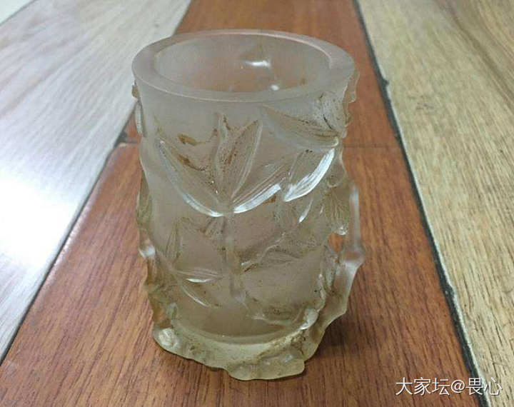 自藏雕花虫草竹节纹镂空水晶杯_水晶