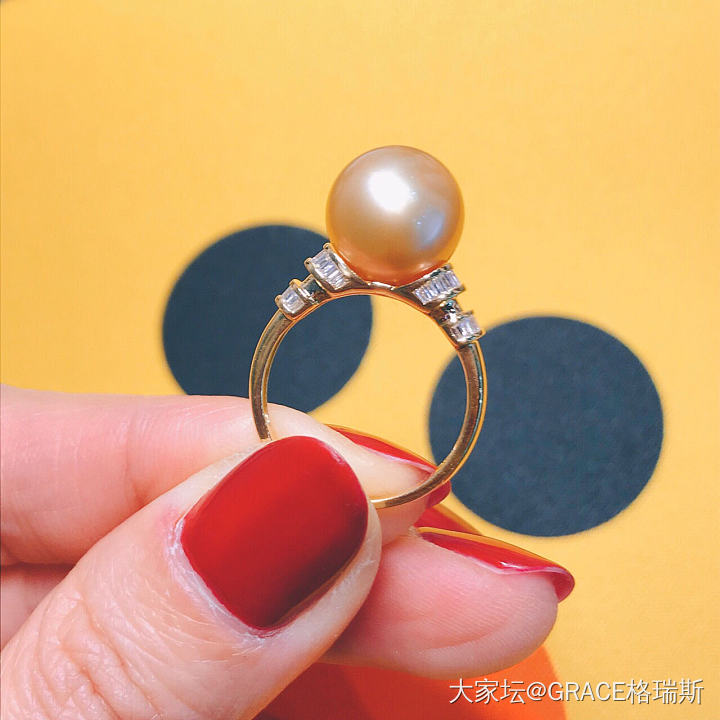 12mm金珠宝宝美戒 就一个字：美_海水珍珠戒指