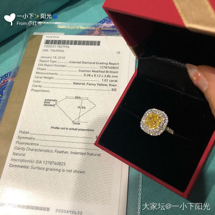 送给自己的新年礼物一一黄钻戒指_戒指彩钻