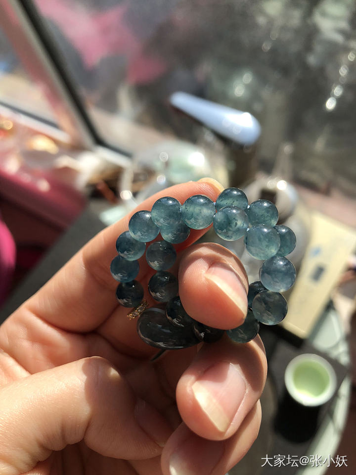 晒一下 星空蓝 雪花棉 手链以及星空蓝的小玩意儿们_翡翠