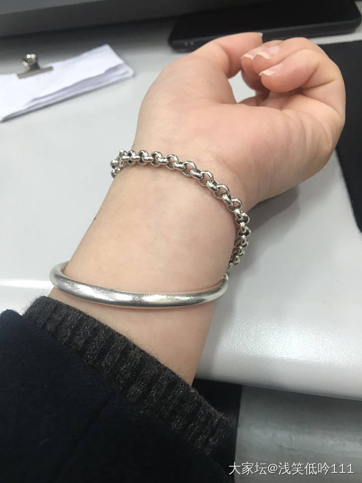 新到手的月珥，便宜货了解一下_手镯银