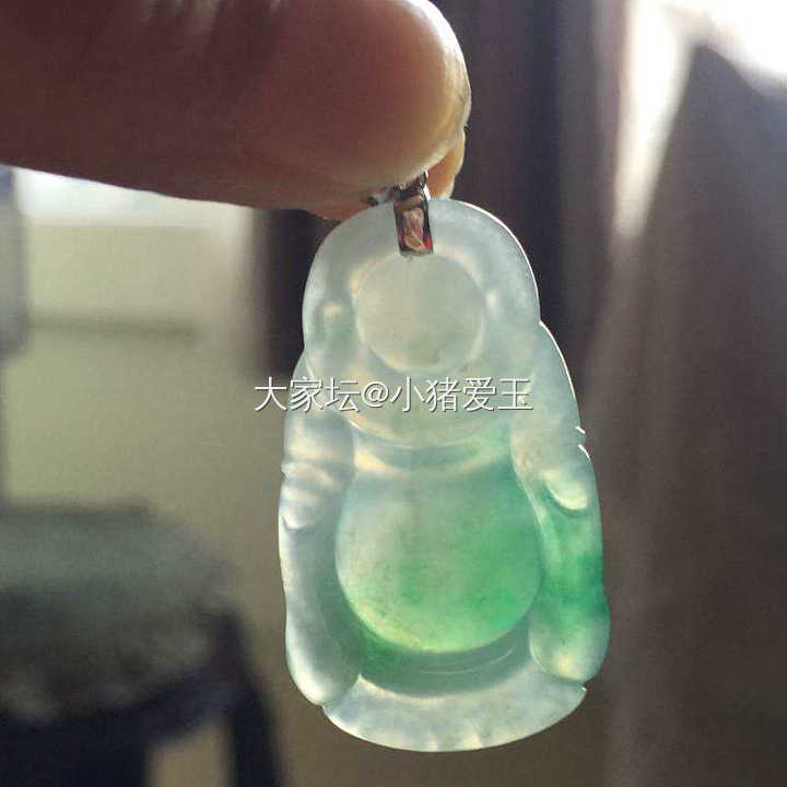 冰种起光阳绿佛_挂件翡翠