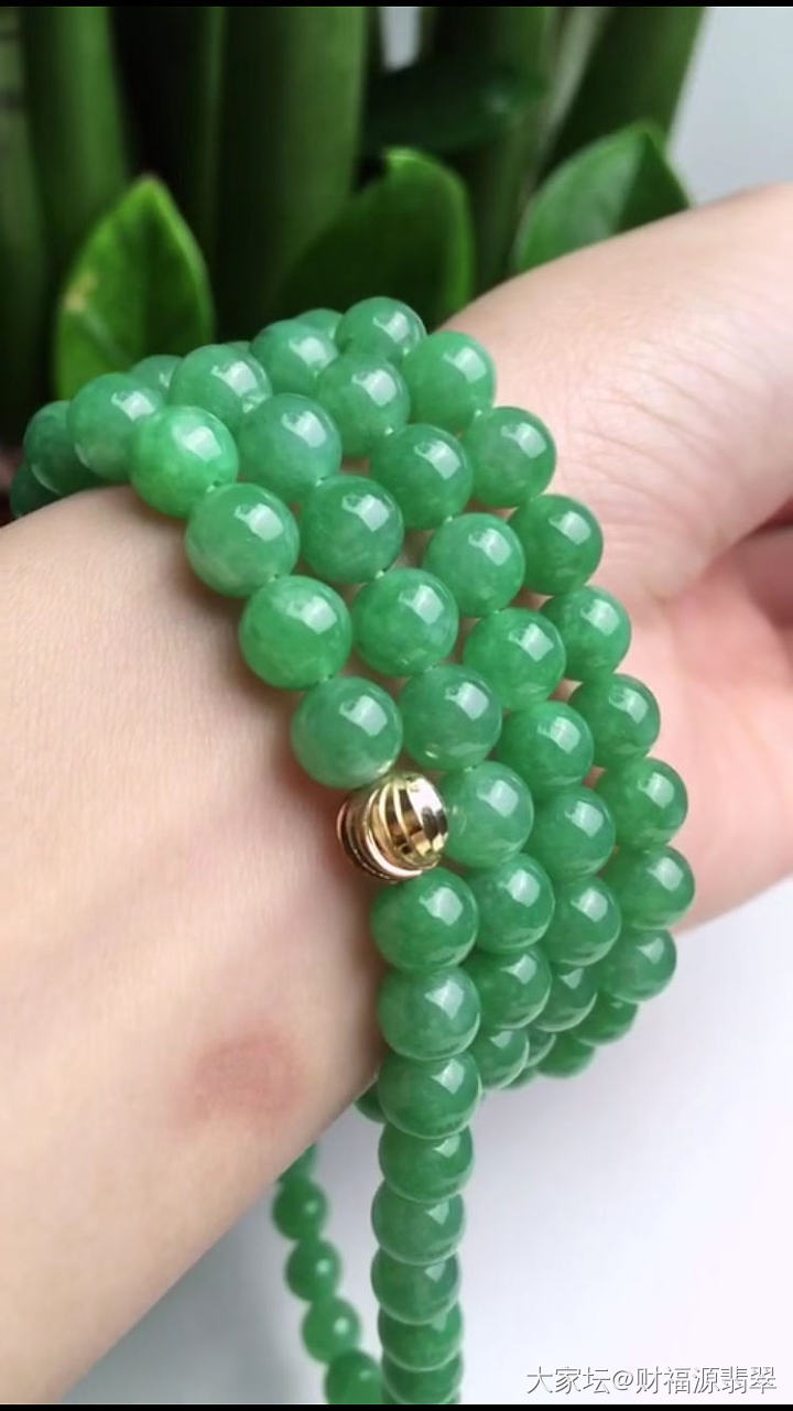 翡翠满绿圆珠项链