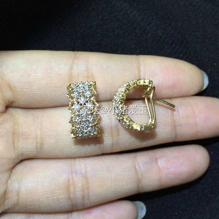 18K白金黄金蕾丝款耳环_耳饰钻石