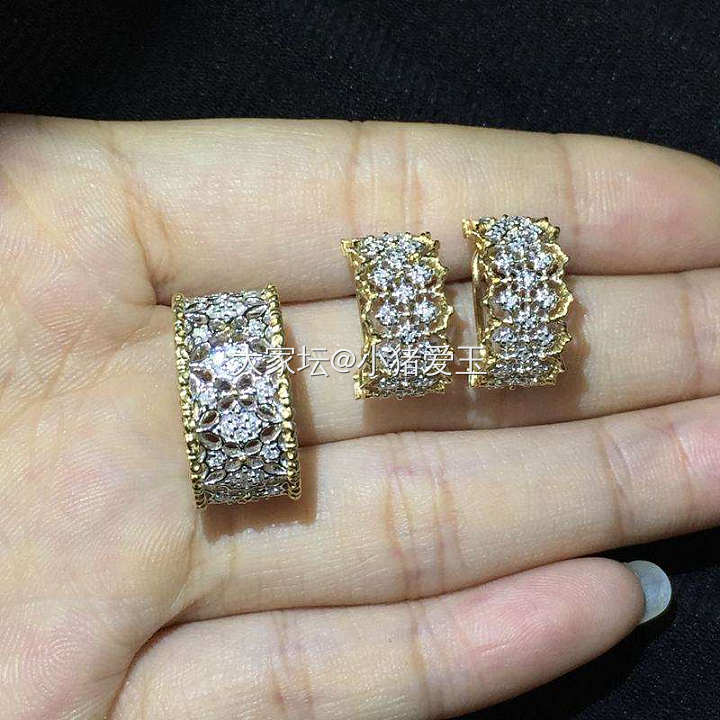 18K白金黄金蕾丝款耳环_耳饰钻石
