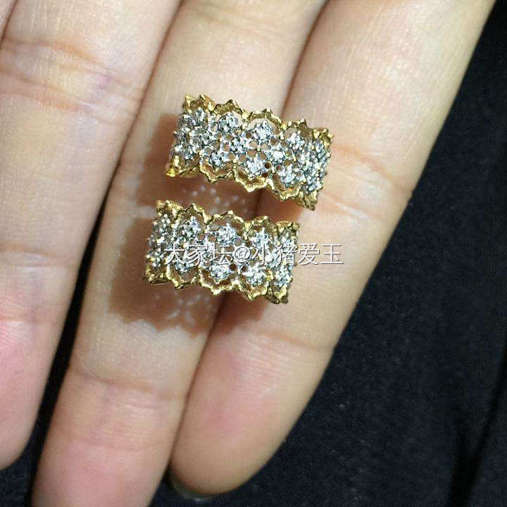 18K白金黄金蕾丝款耳环_耳饰钻石