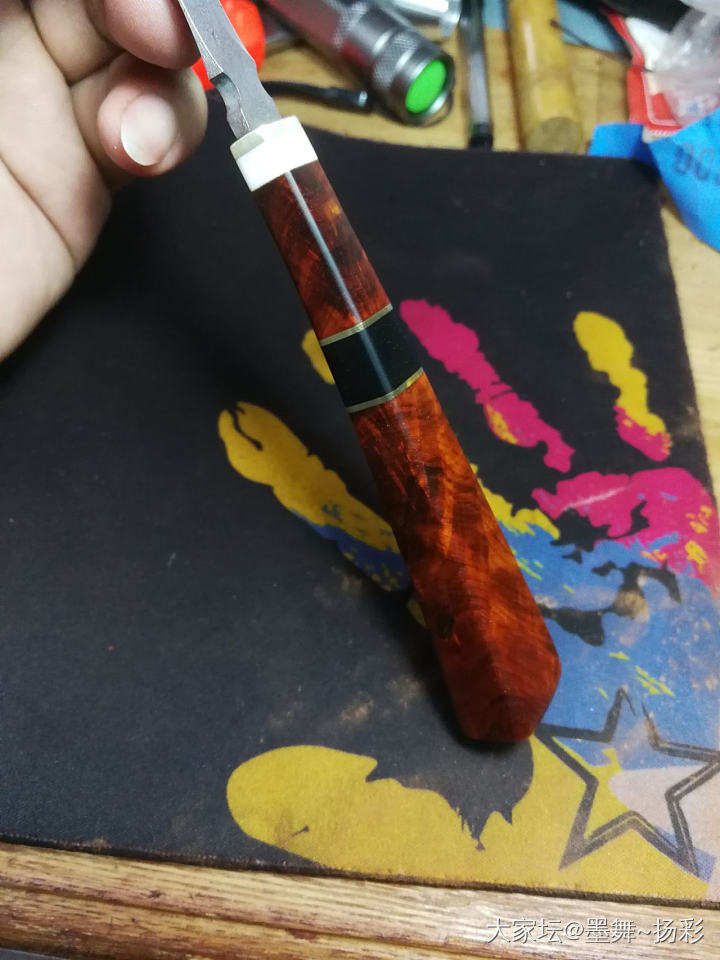 小叶紫檀影子水波老料茶刀_把玩件小叶紫檀