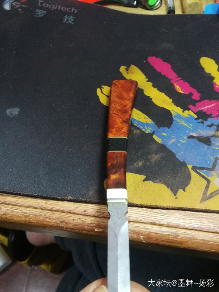 小叶紫檀影子水波老料茶刀_把玩件小叶紫檀