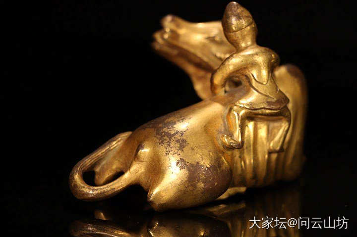 旧藏 铜鎏金“童子牧牛”摆件_铜器