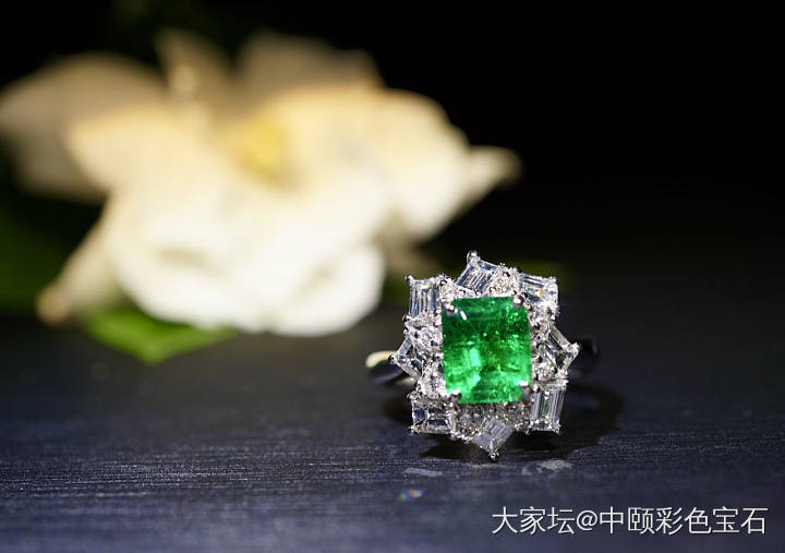 ##中颐天然无油哥伦比亚祖母绿戒指##  1.21ct GRS证书_戒指祖母绿