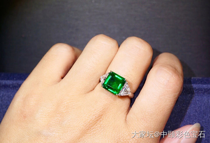 ##中颐旗舰赞比亚极微油祖母绿戒指##  4.86ct  GRS证书_戒指祖母绿名贵宝石