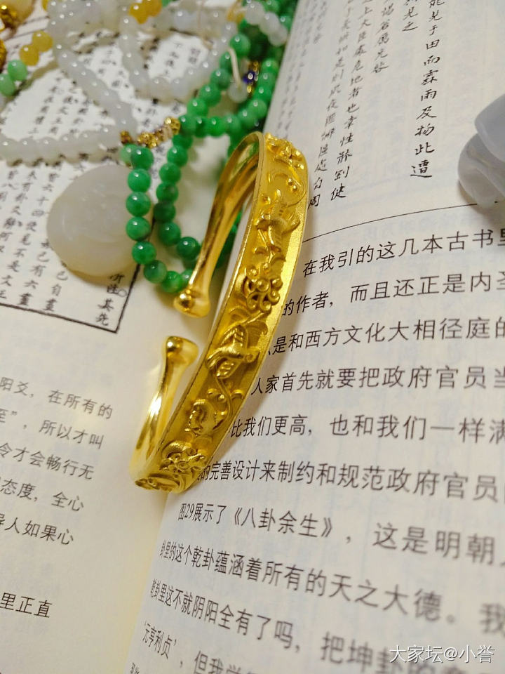 晒花古古花鸟镯_手镯金