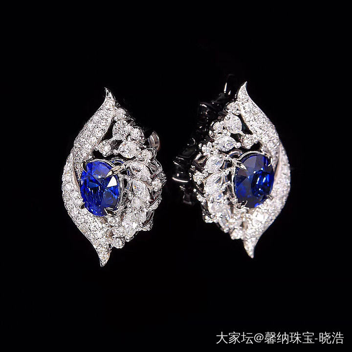 精品耳钉_蓝宝石