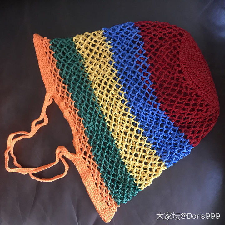 手做编织可收纳彩虹购物袋_编织