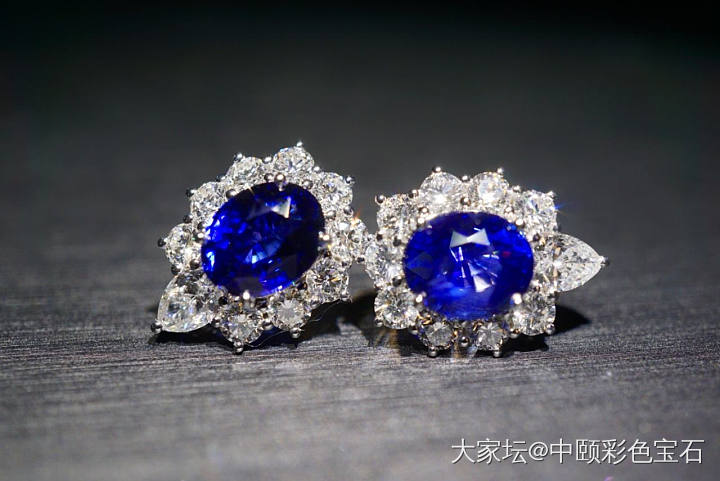 ##中颐天然皇家蓝蓝宝石耳钉##  4.40ct_耳钉蓝宝石名贵宝石