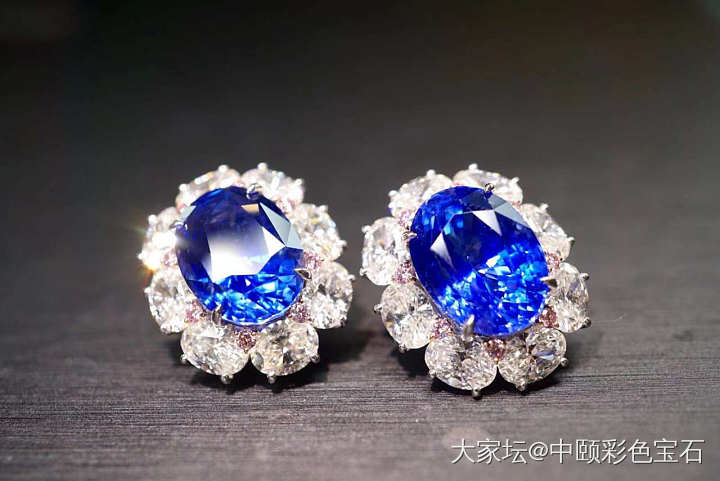 ##中颐旗舰镇店无烧皇家蓝蓝宝石耳钉##  将近20ct_耳钉蓝宝石名贵宝石
