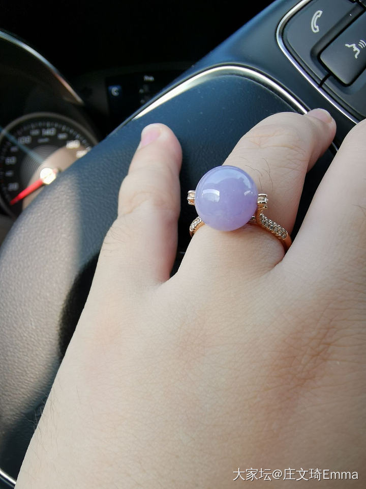 紫猪猪，玫瑰金钻石镶嵌，这个款我做了两个了，也算真爱了，珠子戒指款式很重要_戒指翡翠