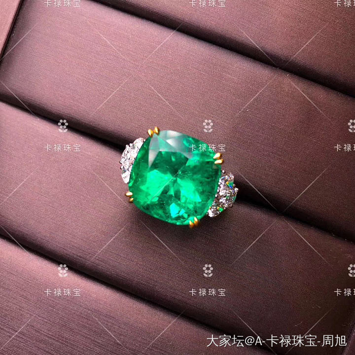 超级推荐这款戒指，主石18克拉多，晶体非常干净通透，艳绿色调的木佐！微油，grs..._祖母绿