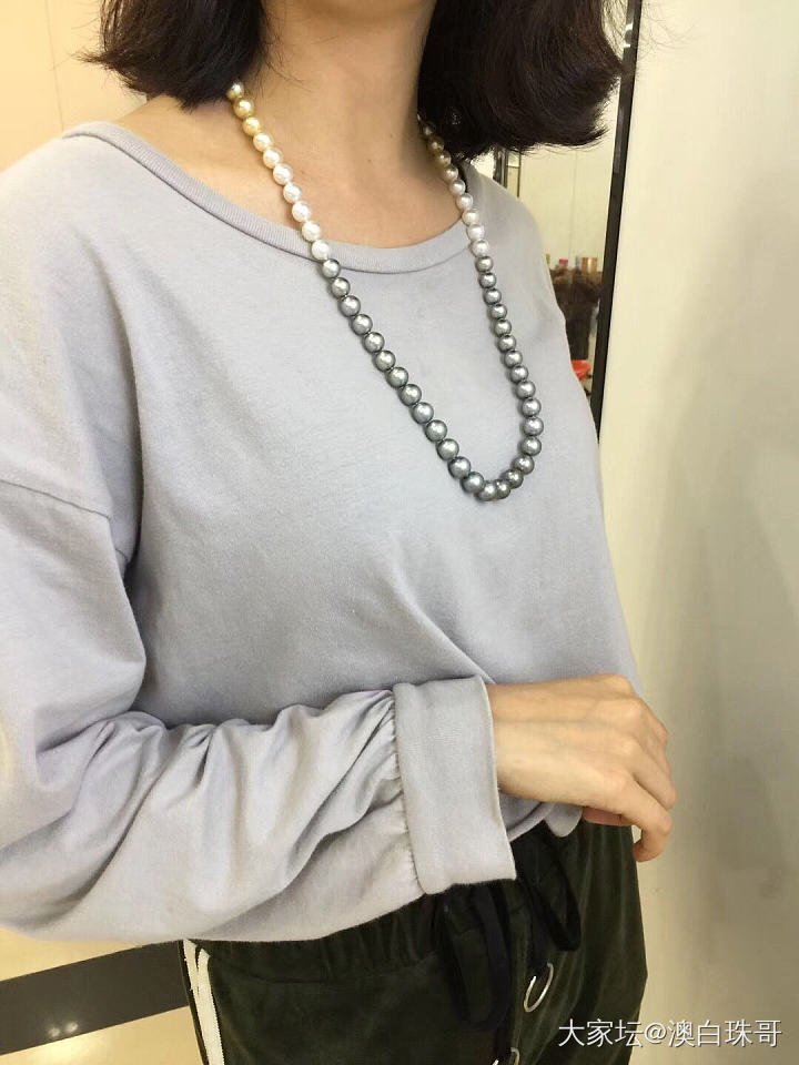 冬天必备的四季彩毛衣链_海水珍珠
