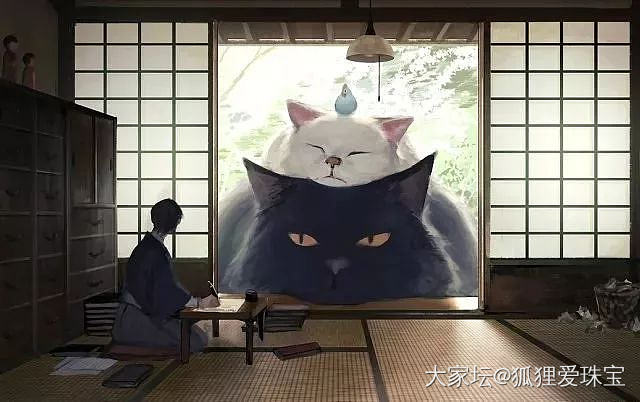 分享一位日本插画师画的猫咪图 好治愈哦_猫书画